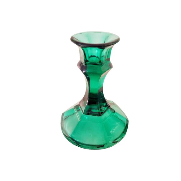 Emerald Green Glass Candlestick Holders – Set of 3 Vintage Taper Candle Holders - Picture 5 of 9